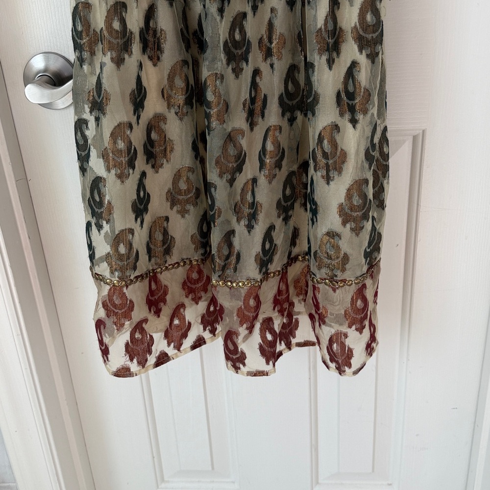 Free People Shimmering Champagne Paisley Mini Dress Boho Sz8 - Picture 3 of 13